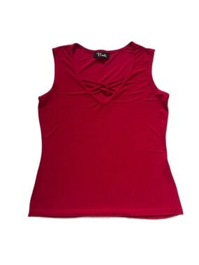 Bali Crimson Red V-Neck Tank with Braided Detail